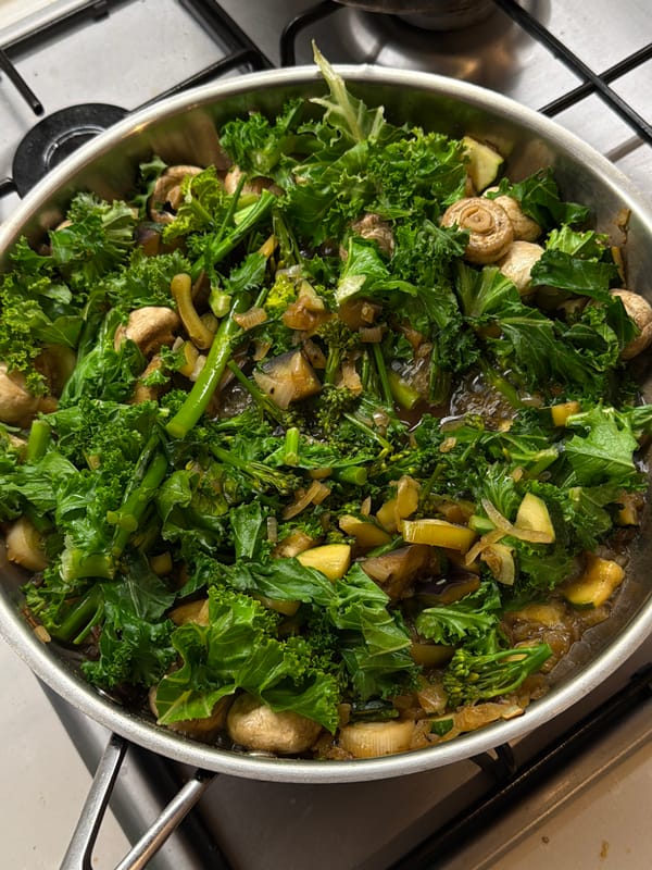 London resident prepares kale mushroom dinner Friday evening
