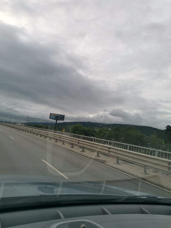 Early morning highway travel captured in Pancharevo, Bulgaria