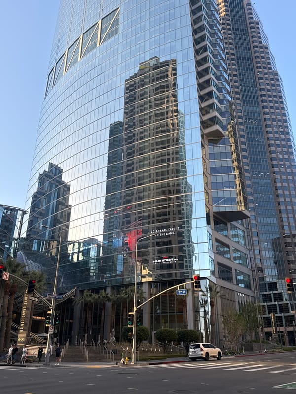 Downtown LA street scene captured near Wilshire Grand Center