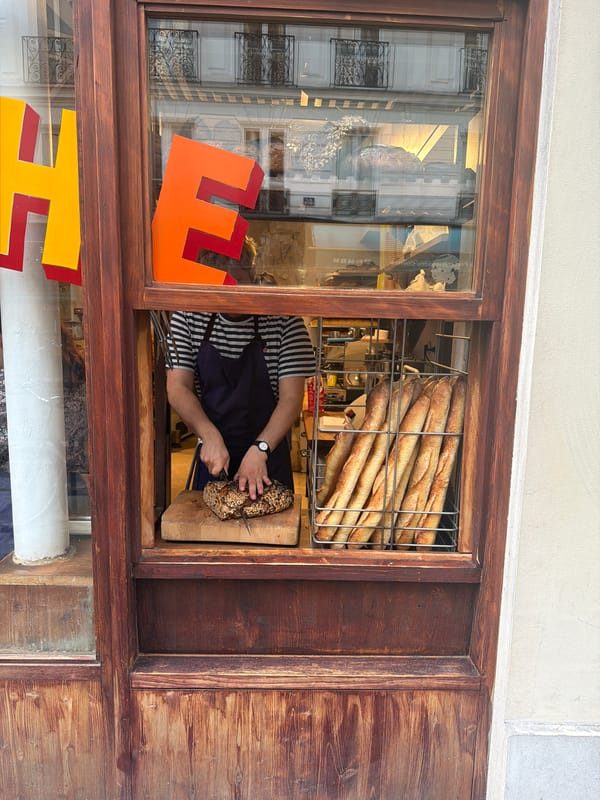 Early morning bakery operations captured in Paris storefront