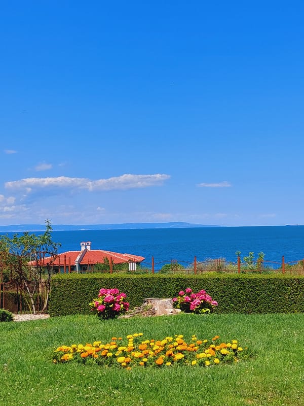 Manicured seaside garden overlooking the Black Sea in Sozopol