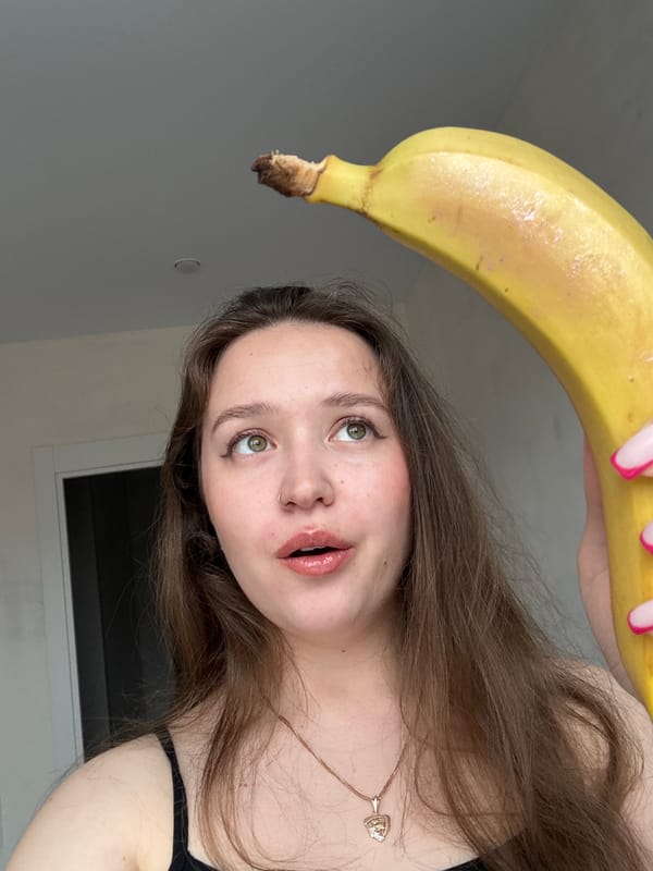 Woman poses with banana phone, takes selfies in Izhevsk