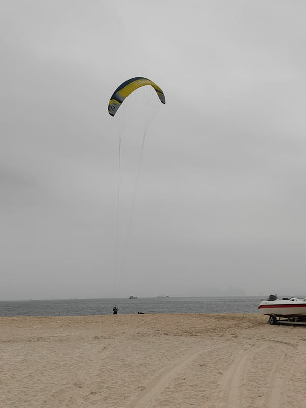 Morning kite flying captured on Vietnam beach
