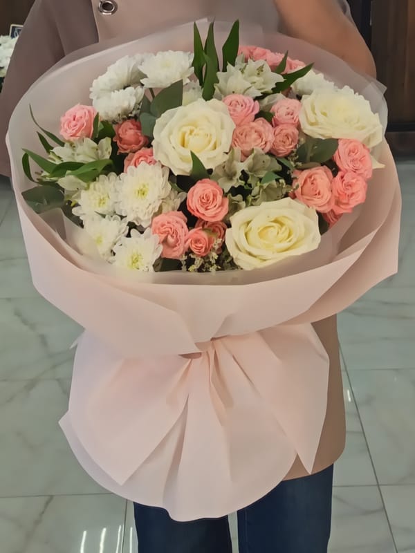 Various flower bouquets documented in Nizhnevartovsk morning hours