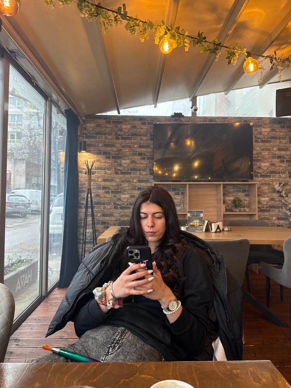 Woman spends afternoon at Sofia café reading, socializing