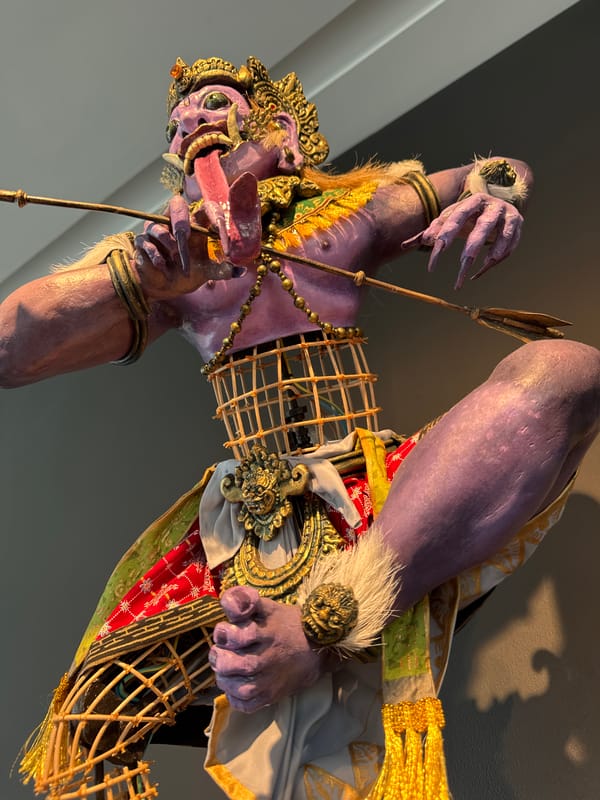 Inside a Balinese museum full of mythological sculptures and effigies