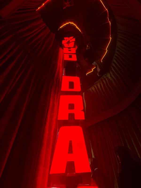 Red tunnel art installation documented in Mexico City