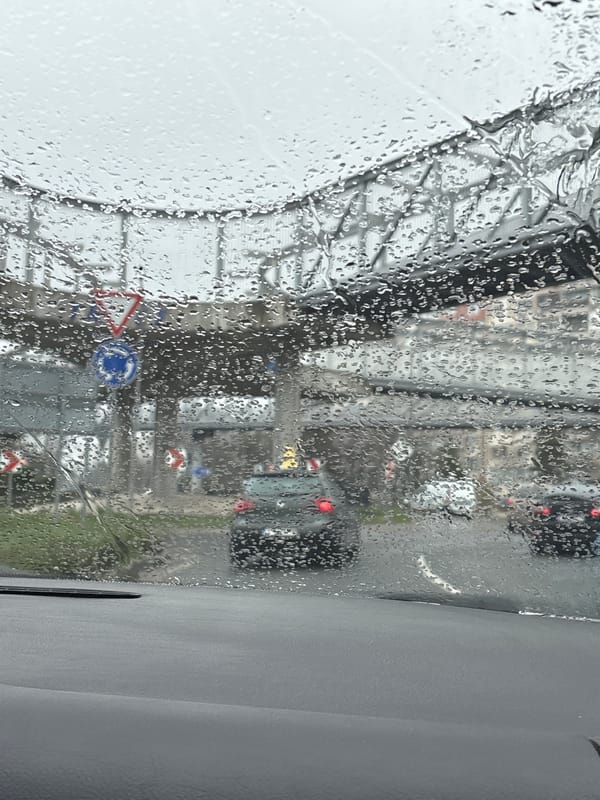 Rainy day traffic view captured in Burgas, Bulgaria