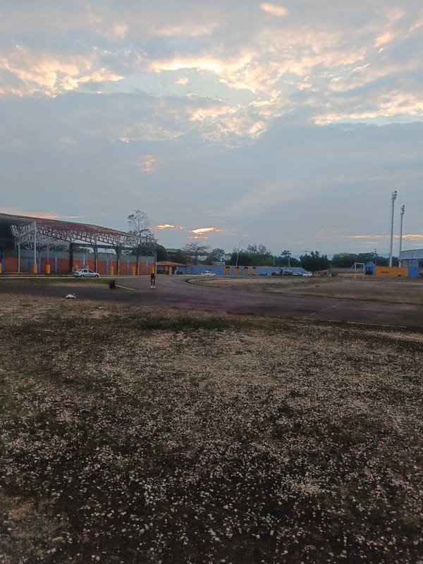 Sports complex observed at dusk in Tinaquillo, Venezuela