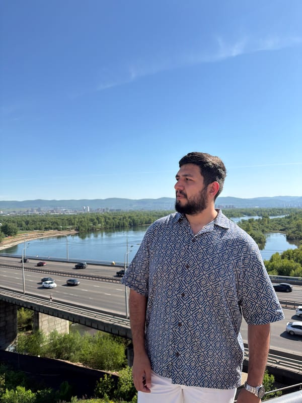 Man visits multiple Krasnoyarsk viewpoints overlooking Yenisei River