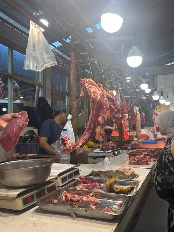 Early morning market activity documented in Gunung Putri, Indonesia