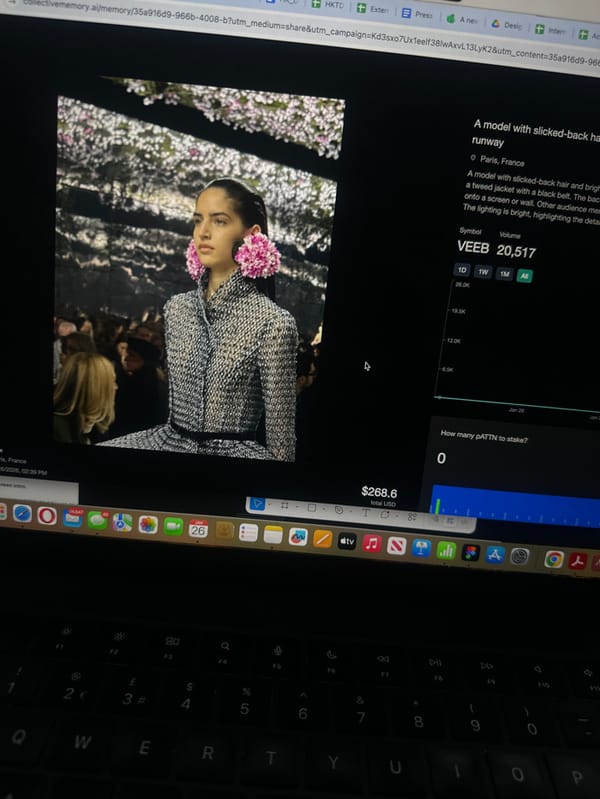 Fashion show details viewed on computer screen in Tunbridge Wells