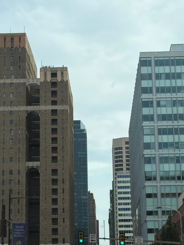 William Penn statue silhouetted above Philadelphia City Hall