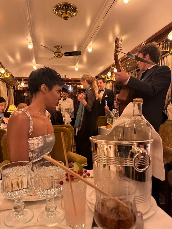 Evening dining service observed aboard luxury train in Beire-le-Fort