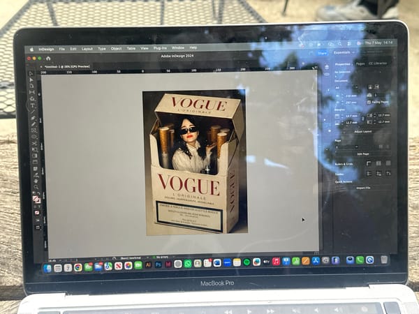 Designer works on Vogue cigarette packaging in London