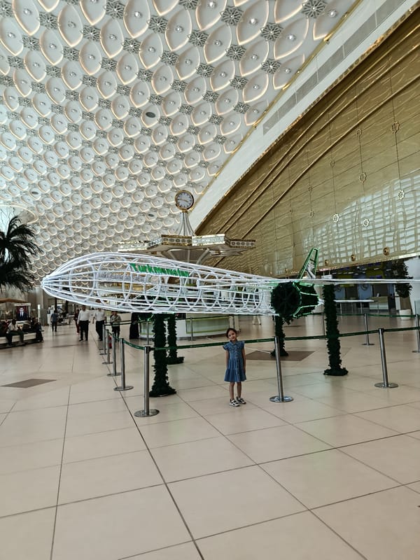 Ashgabat Airport's striking illuminated airplane installation