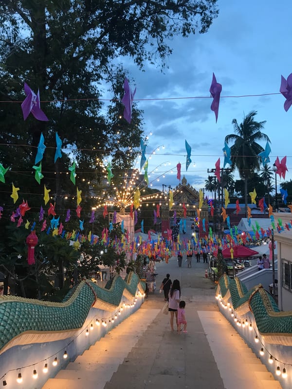 Evening festival celebration documented in Baan Mae Nam, Thailand