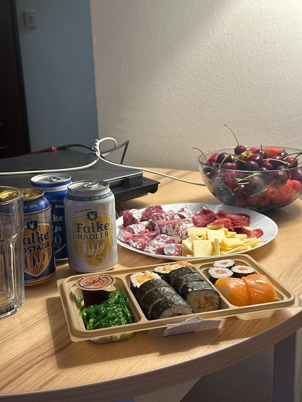 Sushi dinner documented in Gijón, Spain
