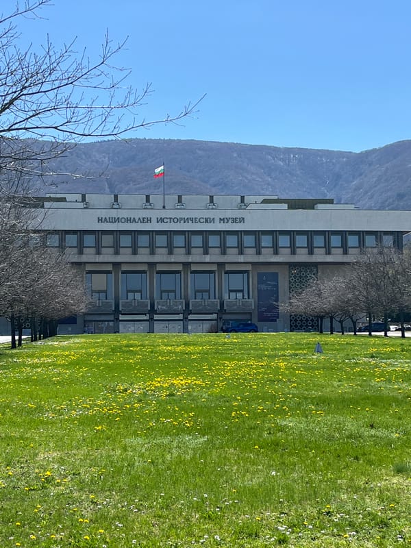 National Historical Museum Sofia documented with Bulgarian flag flying