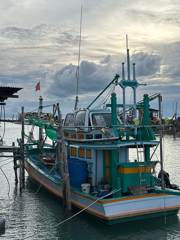 Lazy morning along Ko Pha-ngan's harbor and rocky shore