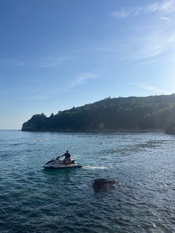 Summer tourism scenes captured across Budva, Montenegro beaches