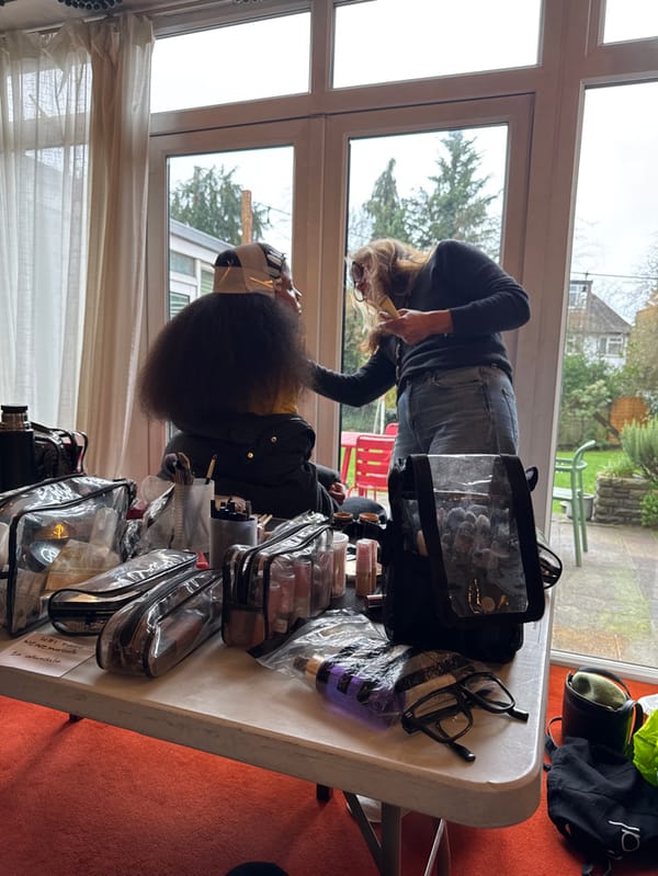 Photo shoot with makeup application documented at London residence