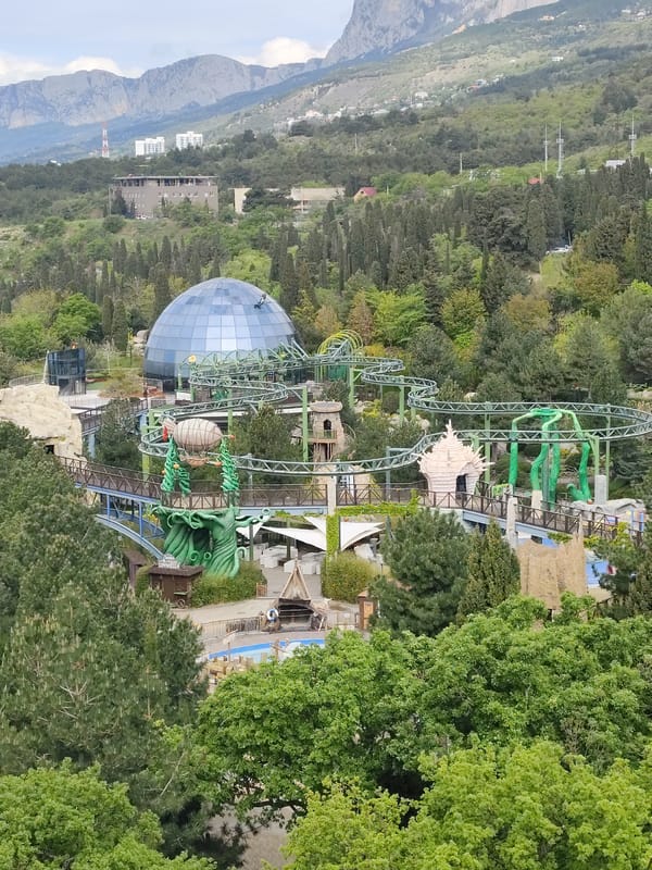 Amusement park photographed from above in Simeiz, Ukraine