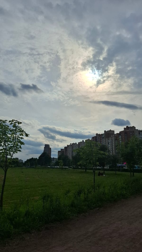 Afternoon stroll through a Saint Petersburg riverside park