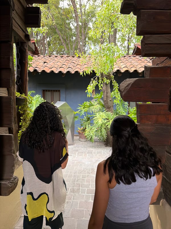 Indoor dining and art viewing documented in Puebla