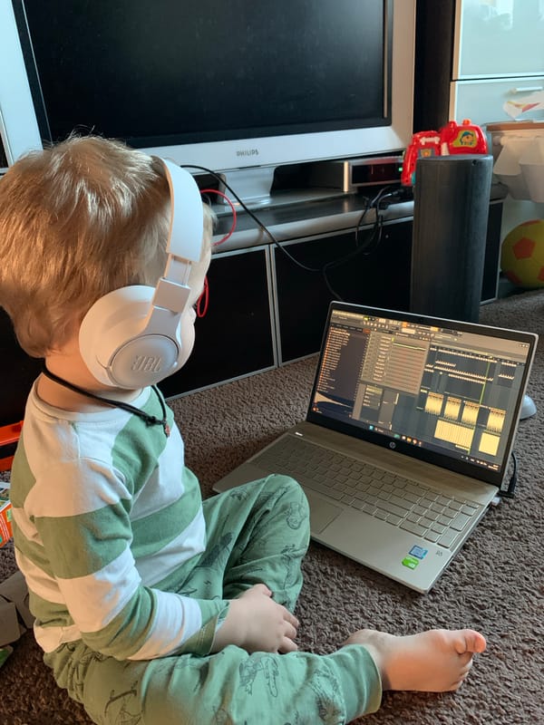 Child uses audio software on laptop in Saint Petersburg