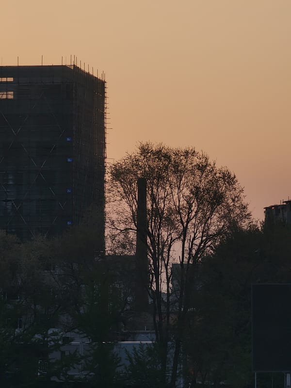 Evening construction activity documented in Zhongtun, China