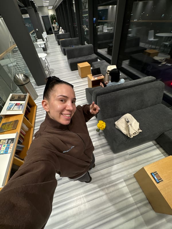 Woman takes selfie at Hyundai car exhibition in Moscow