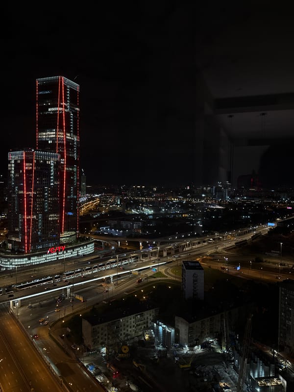 Nighttime cityscape views captured in Khimki, Russia