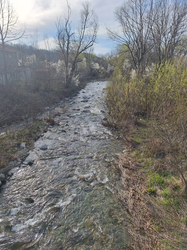 Walking tour documents spring scenes in Apriltsi, Bulgaria