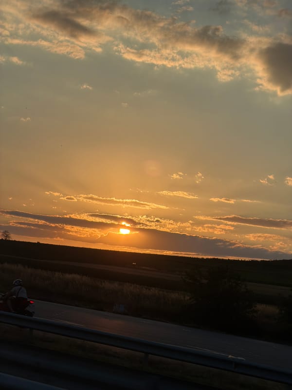 Warm sunset over rural fields near Kabile, Bulgaria