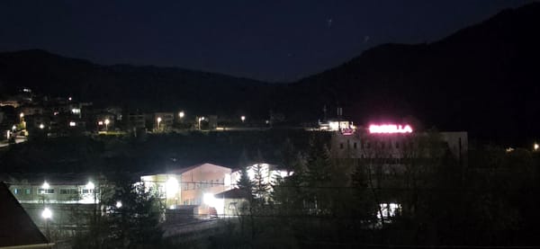 Night sky and moonlit mountain views documented in Rudozem