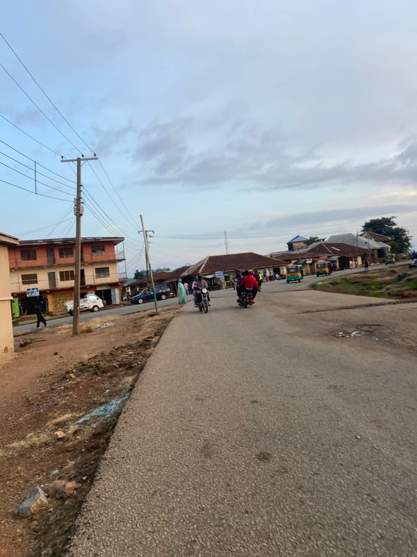 Dusk street life and roadside stalls in Jos, Nigeria
