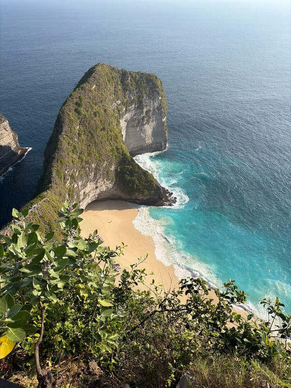 Kelingking Beach: the cliff, the view, the stairs