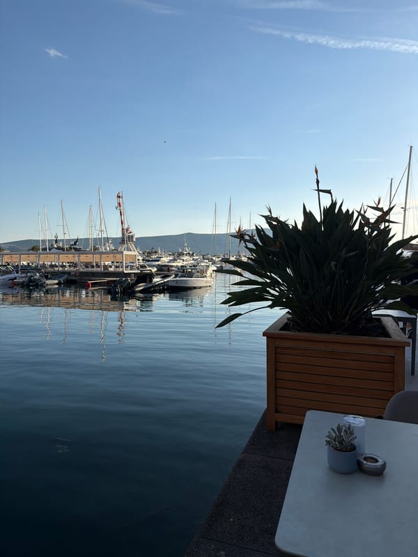 Leisurely afternoon stroll documented at Porto Montenegro marina, Tivat