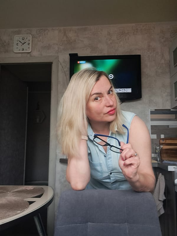 Woman takes selfies indoors in Elektrostal, Russia