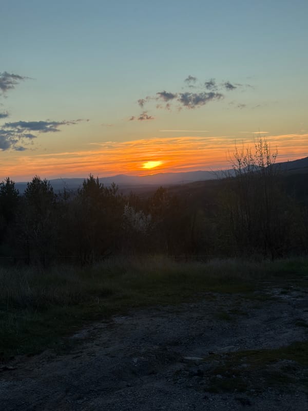 Sunset observed over Marchaevo, Bulgaria landscape Sunday evening