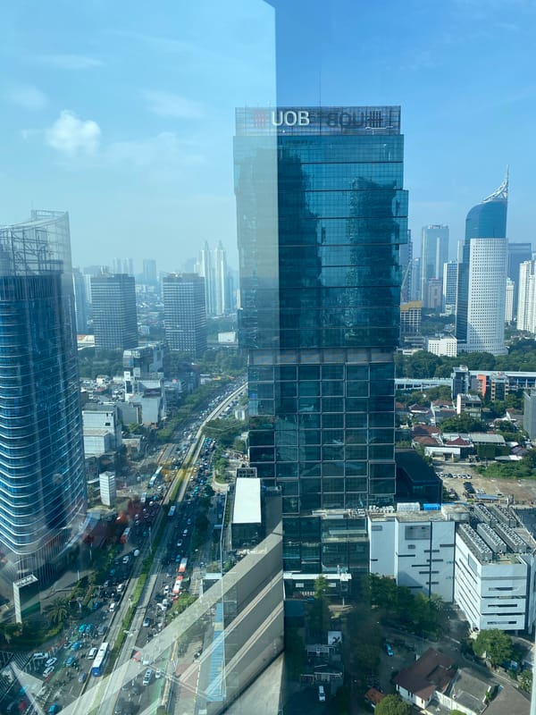 Jakarta skyline documented in early morning cityscape views