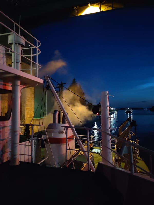 Night passage through a Russian canal lock system