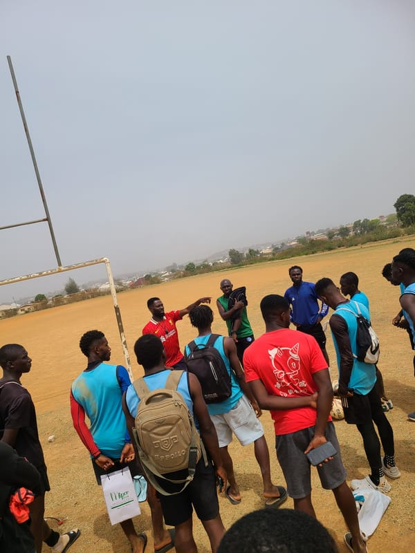 Soccer team gathers for practice in rural Nigeria