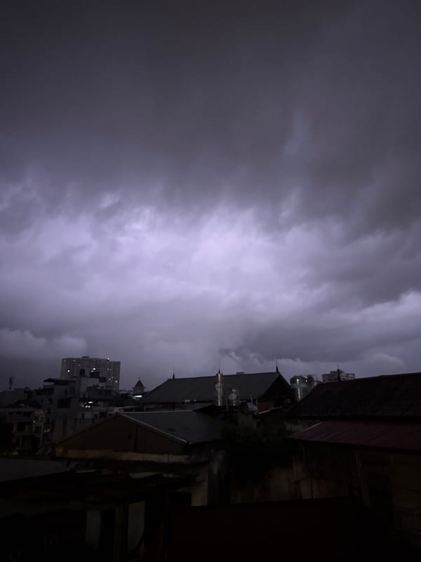 Storm clouds and lightning observed over Hà Nội