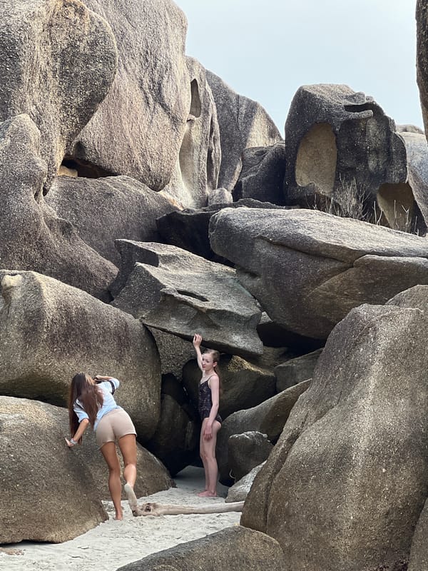 Two women enjoy casual beach photography session in Thailand