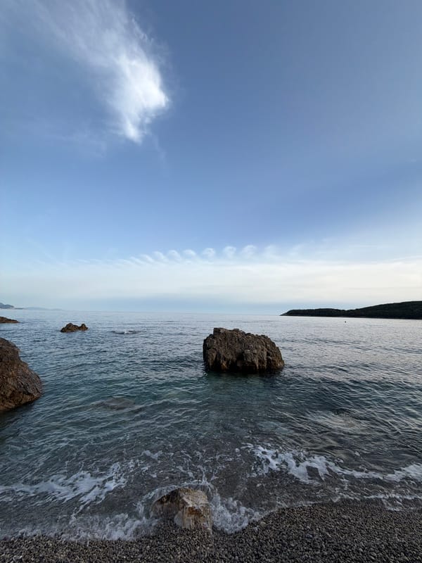 Couple documents afternoon coastal visit in Prijevor, Montenegro
