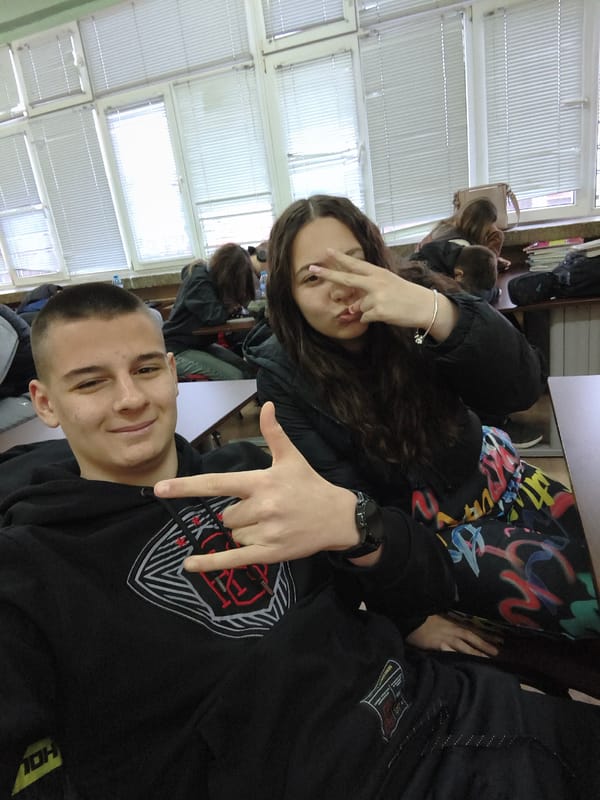 Students documented in early morning classroom activities in Pernik