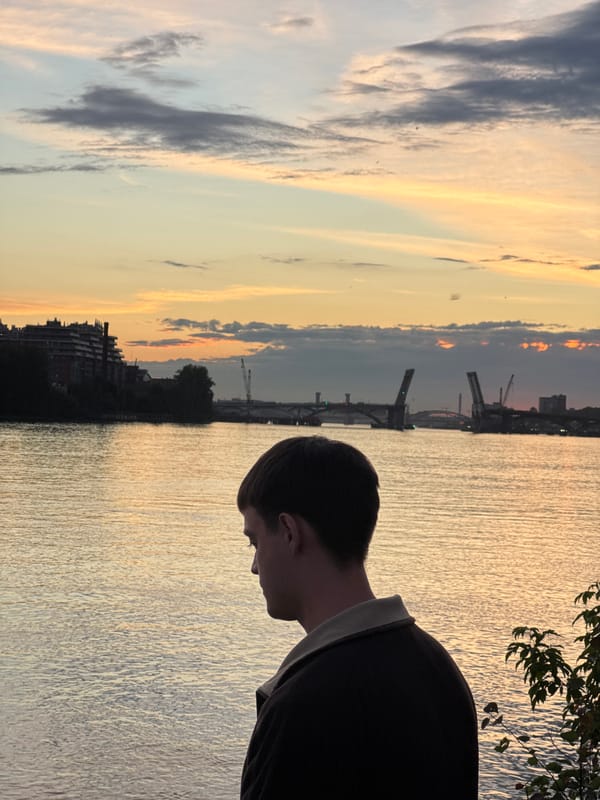 Sunset over Saint Petersburg's industrial and residential southern suburbs
