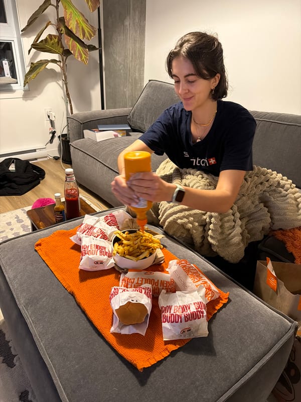 Late-night fast food meal shared with dog in Laval